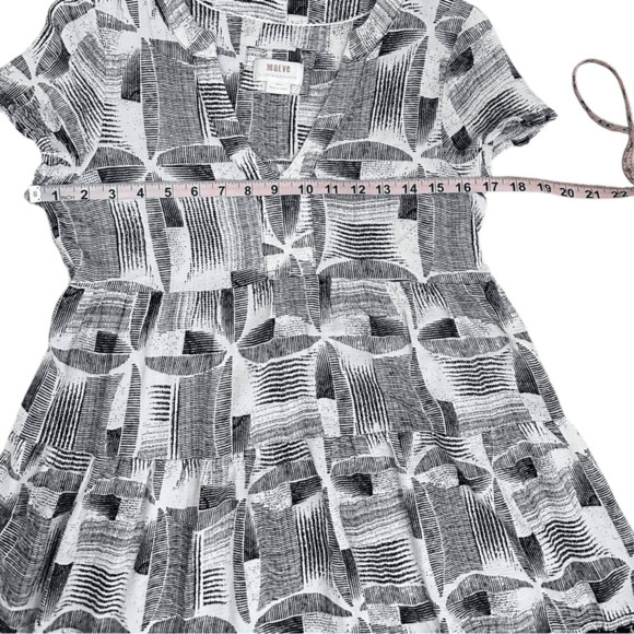 Maeve by Anthropologie Women S Dress Black White Geometric Print Modest Boho - Picture 8 of 11